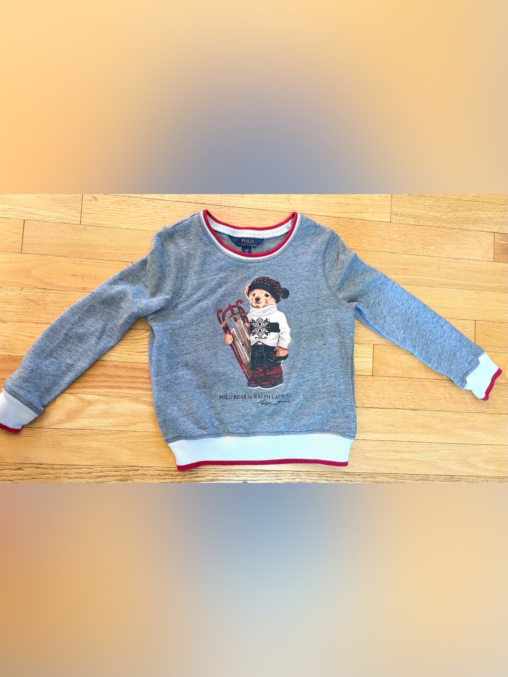 Polo Ralph Lauren Sled Bear Gray Terry Sweatshirt Size 7